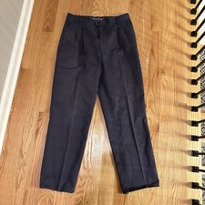 NORSPORT Vintage Pleated Pants Men 35x33 Green Retro 70s Highwaisted Trouser