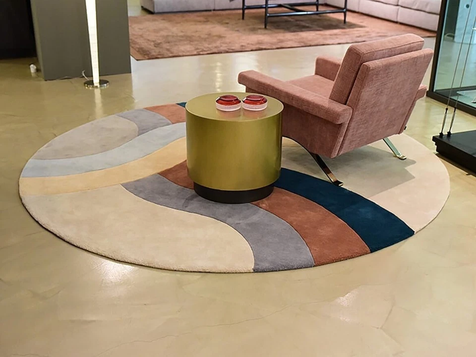 Women weaver Round Multi Color Hand-Tufted Wool Rug (No Additional Fees) - Image 3 of 4