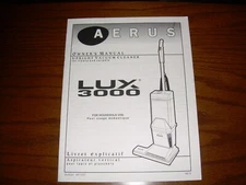 AERUS ELECTROLUX MODEL LUX 3000 UPRIGHT OWNERS MANUAL