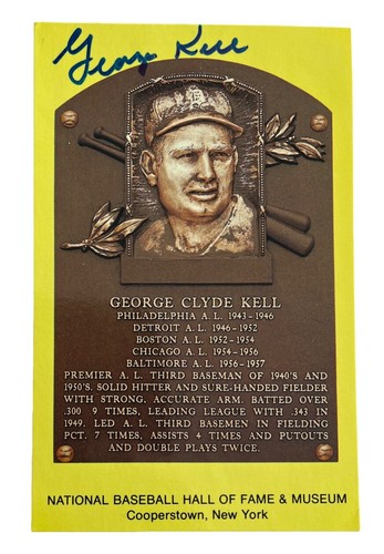 George Kell Red Sox Signed Auto Baseball Hall Of Fame HOF Plaque PSA/DNA (B59) - 第 1/2 張圖片