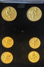 London Badge & Button Co Blazer Set Style Skiing 2 Lg 4 Sm w/box. 