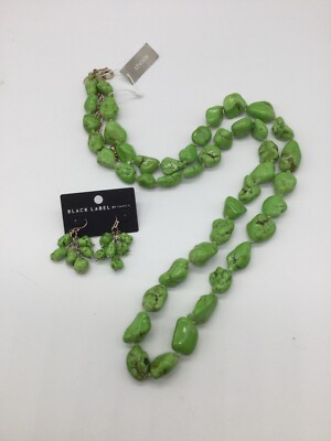 Chico's Black Label Green  Earring & Necklace set NWT