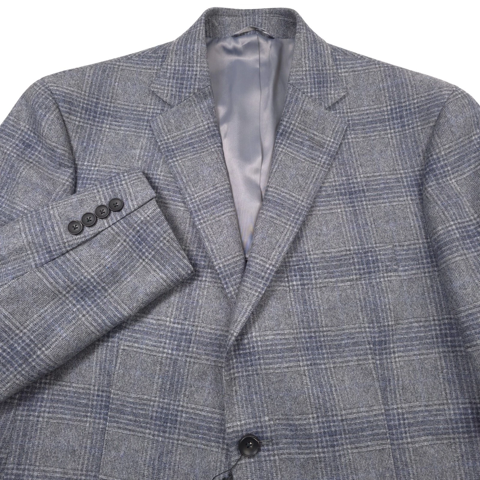 $548 Bloomingdales Gray Windowpane Wool Sport Coat Blazer Jacket Mens Size 44R