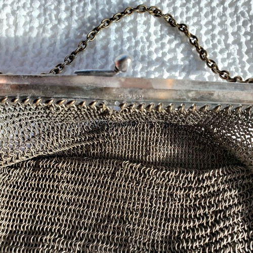Antico paio di borse Art Déco vintage, borsa in rete argento tedesca e borsa monete in rete - Foto 10 di 15