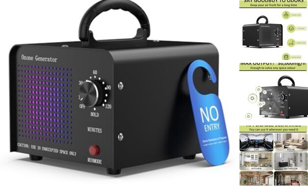 0zone Generator 30000mg - O3 Air Purifier for Home & Car, Ozone Black (30000G)