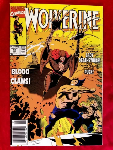 1990 WOLVERINE #35 Lady Deathstrike App Comic X-Men vtg key NEWSSTAND 90s