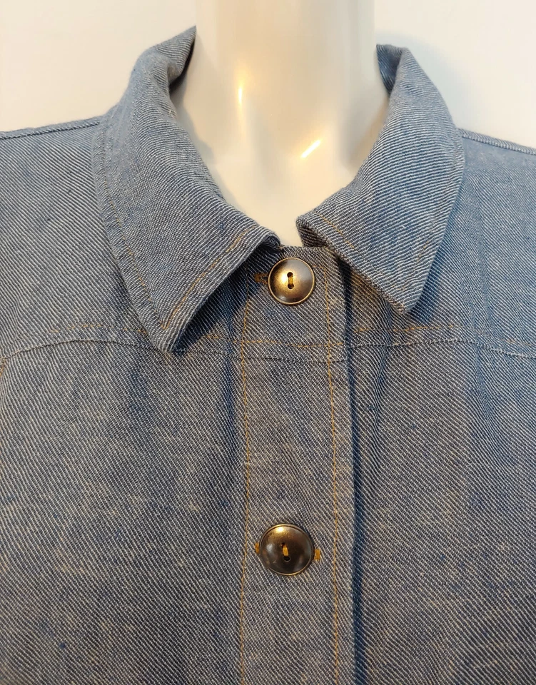 Chaqueta "Jean" FLAX Engelhart Denim Look L 14 16 18 LS Cintura Pestañas Algodón Lino Foto 2 de 4