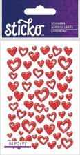 Mini Red Hearts, 3D scrapbook stickers 4" x 7" - Sticko 60147