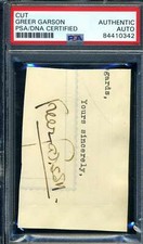 Greer Garson Psa Dna Coa Signed Vintage Letter Cut Autograph