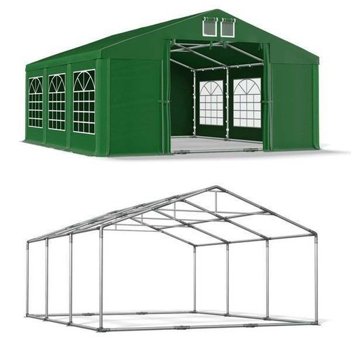 Stabiles 5x6 M Partyzelt – Modular Professional PVC 500 G/m², Wasserdicht & UV-beständig, In Grün/Beige
