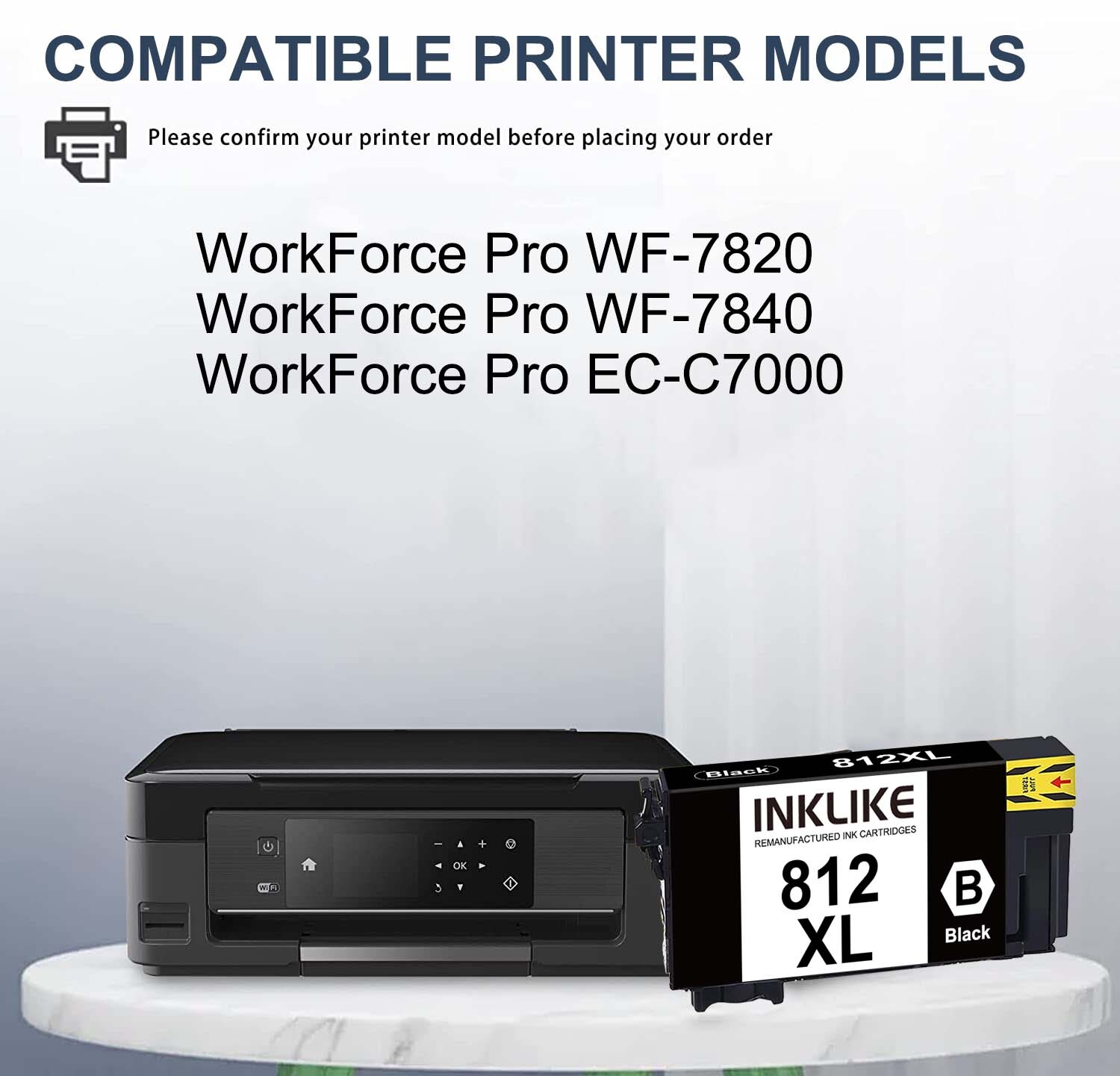 4PK T812XL 812XL Ink Cartridges For Epson Workforce Pro WF7840 WF7820