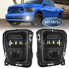 Pair Bumper LED Fog Lights for Dodge Ram 1500 2013 2014 2015 2016 2017 2018