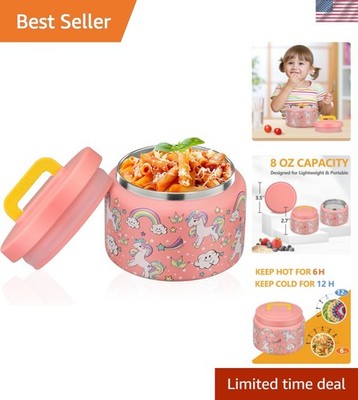 8oz Kids Thermo for Hot Food,Small Lunch Thermos Food Container Stainless Ste...