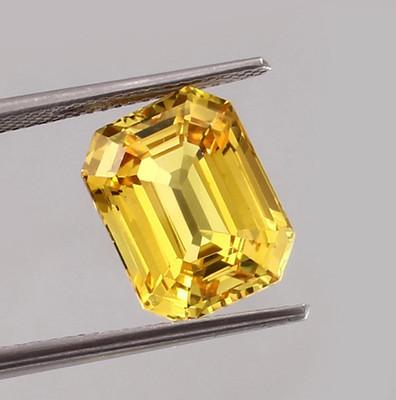 37 Ct AAA Natural Emerald Cut Yellow Sapphire Certified Loose Gemstone With Gift