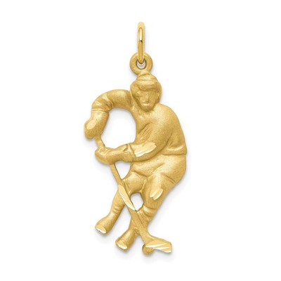 10k Gelbgold Hockeyspieler Anhänger Sport Charm Stick Puck Sportschmuck