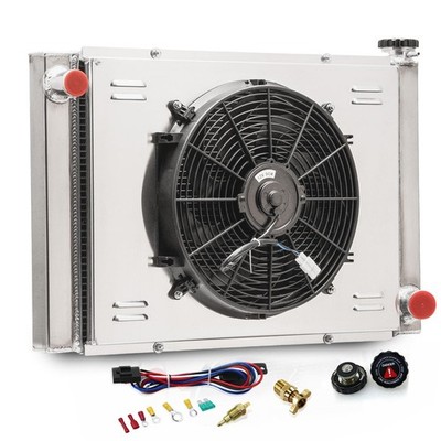 Universal 28X19 Radiator for Chevy GM SBC BBC Electric 14 Fan Shroud Relay Kit