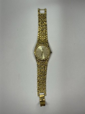 Elgin Watch w/Diamond Noon & Gold Nugget Band Clean Works FND