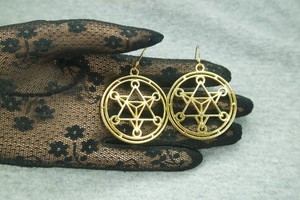 Authentic Large Merkaba Pendant for Necklace or Earrings Gold Plated Merkabah Charm 40mm