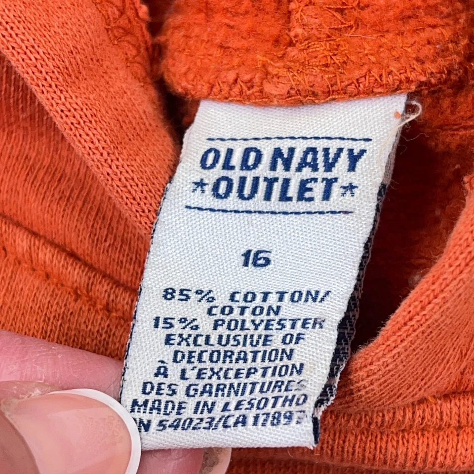 Vintage Y2K Old Navy Youth XL Orange Spellout Sweatshirt Embroidered 2000s Boys - Image 3 of 4