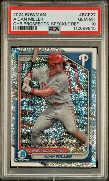 AIDAN MILLER 2024 Bowman Chrome 1st SPECKLE REFRACTOR PSA 10 Gem Mint SP /299