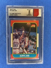 Albert King Rookie Card 1986-87 Fleer #59 JF Game Used Patch Jersey Fusion BGS 8. rookie card picture