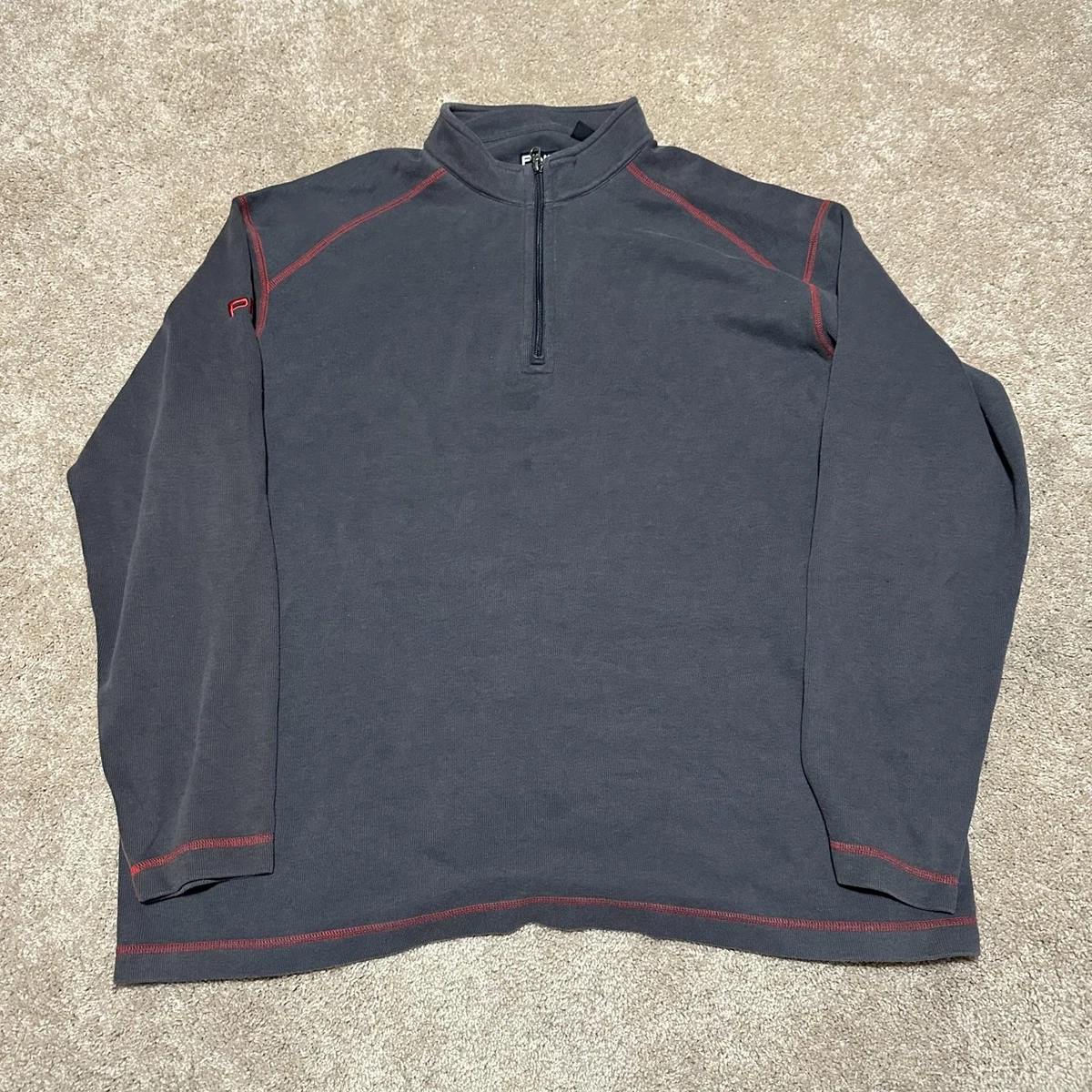 PING Pullover Mens 2XL Gray Quarter Zip Golf Sweatshirt Red