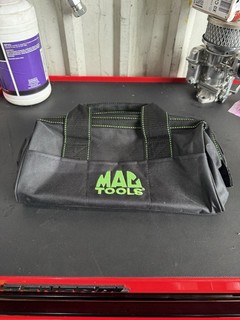 Mac Tools Black Tool Bag w/ Green Stitching Zipper Closure Carry Handles (1)
