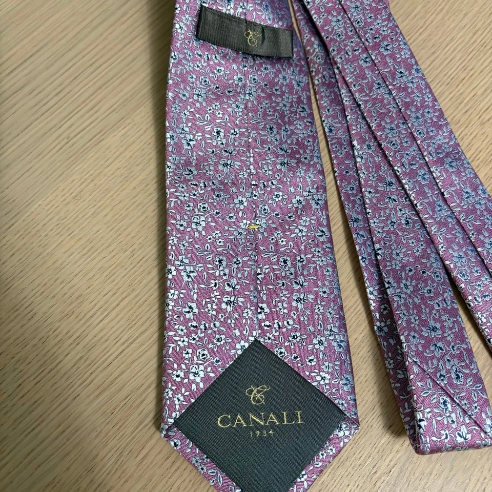 Галстук Canali 1934 100% шелк — фиолетовый цветочный/геометрический узор - Изображение 3 из 4