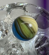 MASTER MARBLE BLUE TIGER EYE FALL COLORS VINTAGE CLEAR BASE BLUE GOLD UV GLOW A 