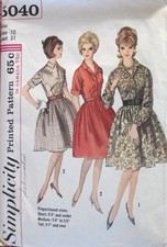 Vtg 1960s Simplicity 5040 Full Skirt Shirt Dr...