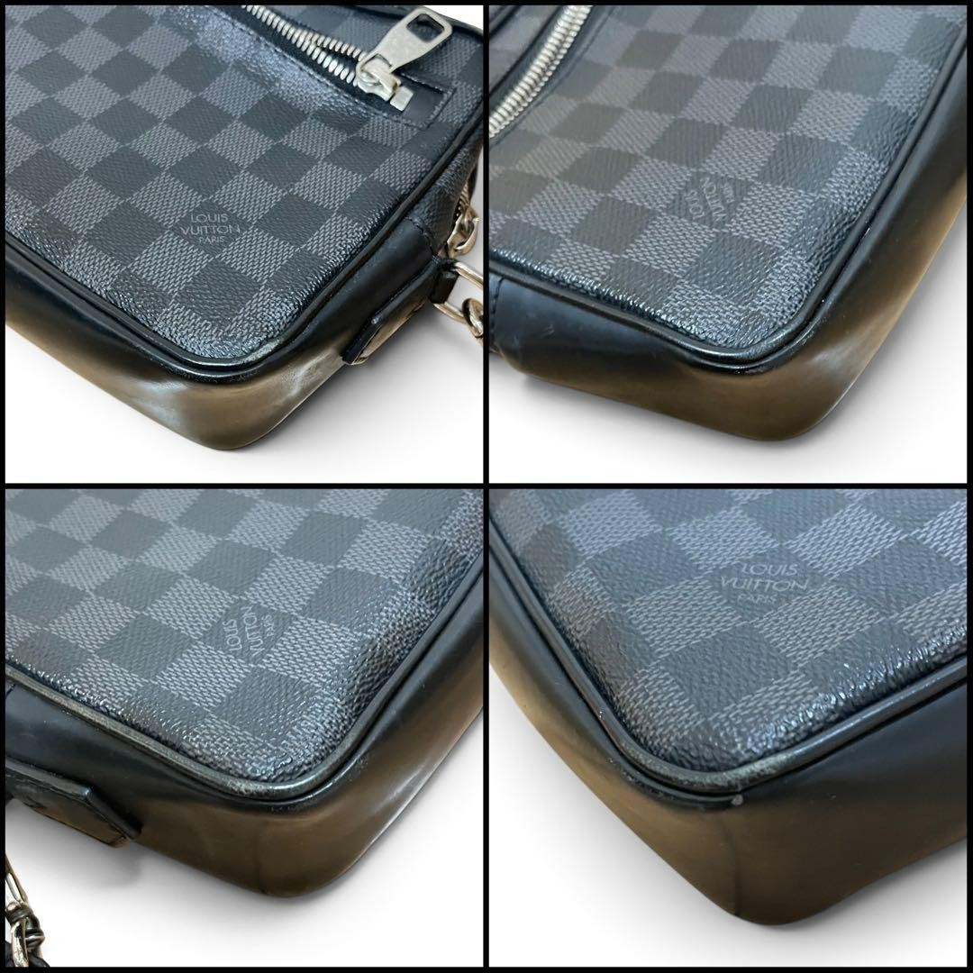 Louis Vuitton Pochette Kasai N41664 Damier Graphite Clutch Bag Black 5