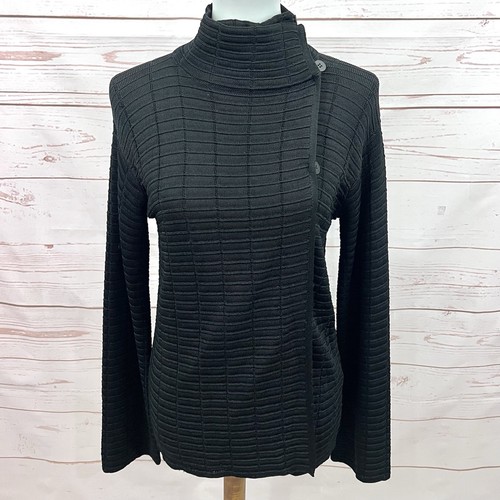 Giorgio Armani Collezioni Wool Asymmetrical Button Mock Neck Sweater Cardigan 4