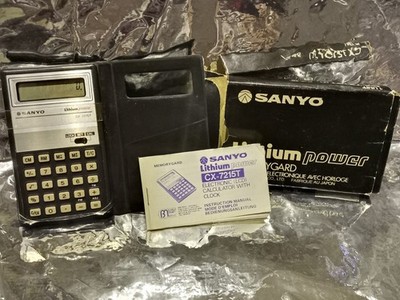 Sanyo CX-7215T Lithium Power Memorygard Taschenrechner mit Uhr OVP Anleitung 