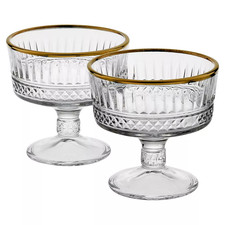 Footed Glass Dessert Bowls Ice Cream Sundae Fruit Dish Cup Trifle Serving Set
