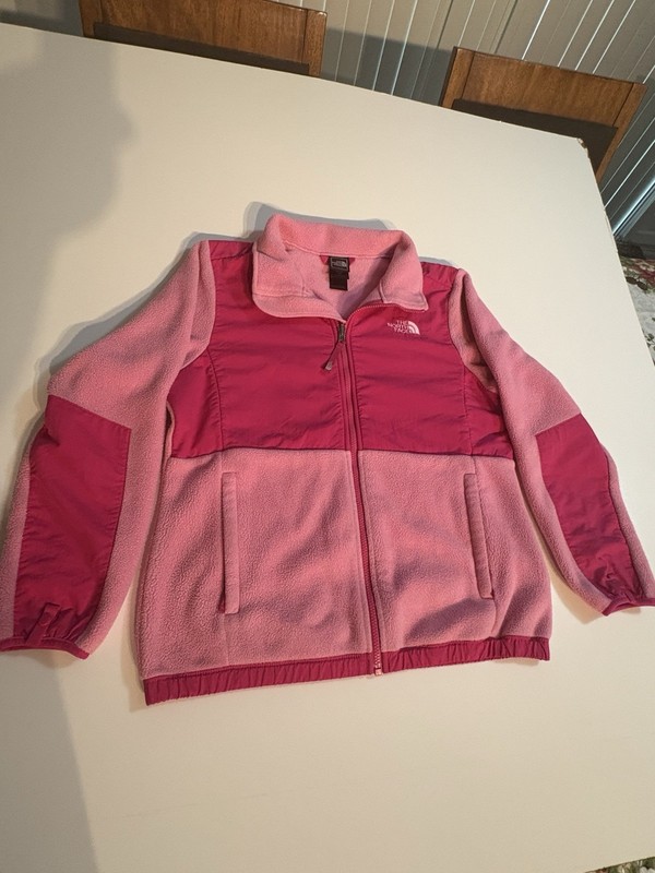 The North Face Denali Jacket Nylon Fleece Coat Pink Girls XL (18) Nice Warm $75