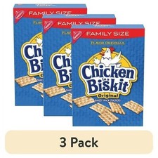3 Pack 12oz CHICKEN IN A BISKIT Original Baked Family Size Snack Crackers