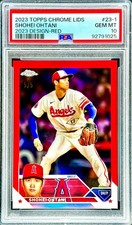 Shohei Ohtani RARE RED REFRACTOR /5 SSP TOPPS CHROME NON AUTO ROY MVP PSA 10