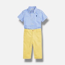 Polo Ralph Lauren Baby Boys Blue Cotton Shirt and Flex Pants Set 3 Months