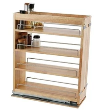  Pull Out Spice Rack Organizer for Cabinet, (5" W x 5"W x 21.9"D x 25.2"H Wood