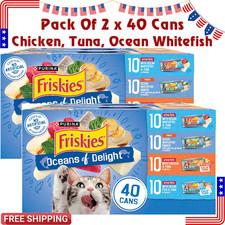 Purina Friskies Wet Cat Food Oceans Delight Variety Pack 5.5oz Cans 40ct 2 Pack