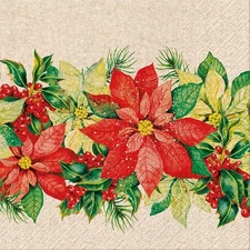 Set Of 20 Luncheon We Care Noble Poinsettia Napkins