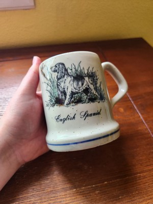 Vintage English Spaniel Pheasant Hunt Coffee Mug Tankard Stoneware Speckle Dog