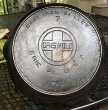 Griswold 701 No. 7 Cast Iron Skillet Big Block Logo with Heat Ring-B.C.