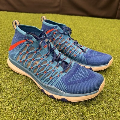 NIKE MENS SIZE 10 TRAINING ULTRAFAST FLYKNIT BLUE ORANGE SHOES 843694-646