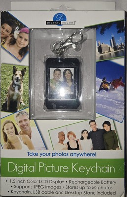 Digital Picture Keychain Digital Decor LCD Display JPEG USB Cable Rechargeable