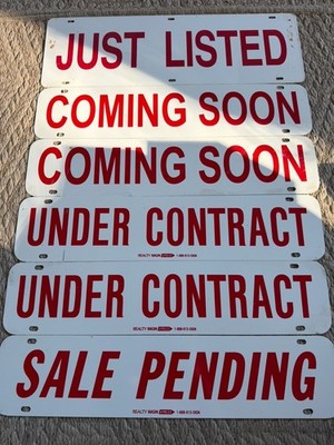 (6)Double Sided Real Estate Signs Metal 18  X 6 /18 X4  Just Listed/Coming Soon