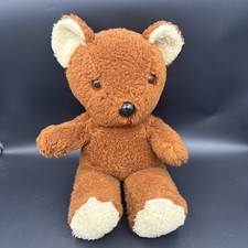 Vintage Large 23 Plush Brown Teddy Bear Starburst Eyes Plastic Nose Stiff