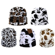 Gothic Cheetah Knitted Winter Unisex Skull Hat Halloween Cheetah Cow Pattern