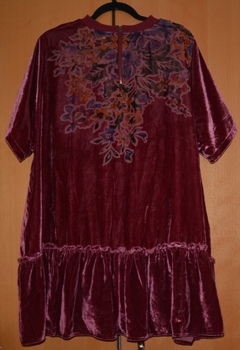 Free People Sweet Echoes Velvet Boho Tunic Mini Dress S UK 10/12 in Purple/Red - Picture 7 of 11