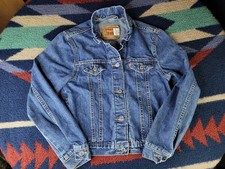 Vintage Levi's Denim Jean Jacket Youth XL 37488-2210 Bat Wing Tag Mexico